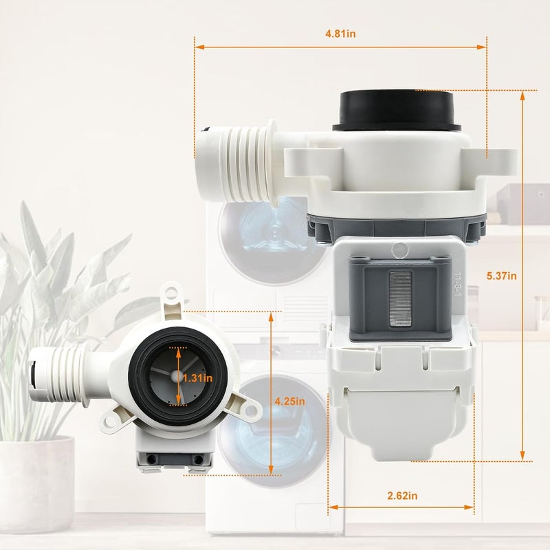 Modoo W11399437 W11259498 Washer Drain Pump (OEM) Compatible with Whirlpool WTW5000DW3 WTW5010LW0 WTW5105HW1 WTW5057LW0, PS12731241 Pump Compatible with Maytag MVW4505MW1 MVW5430MW0 MVWC565FW3 MVW6200KW1 - Image 5
